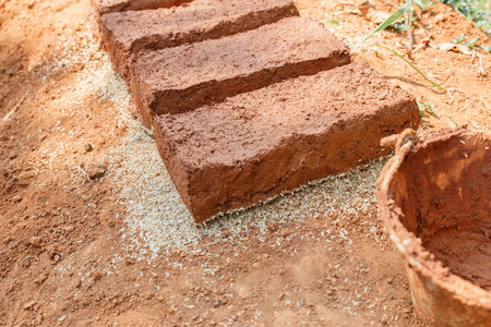 Hand-made bricks from Thailandの写真素材