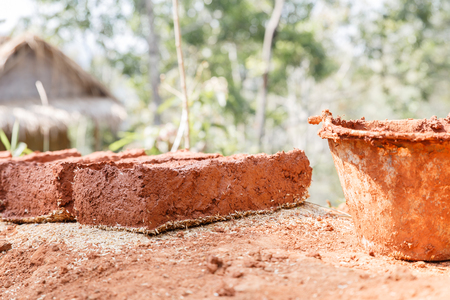 Hand-made bricks from Thailandの写真素材
