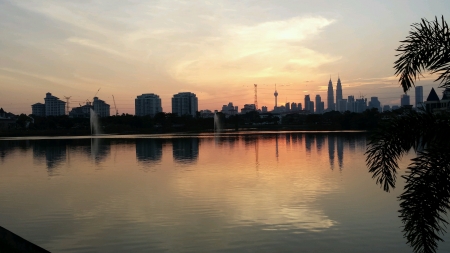 Beautiful sunset of cityの素材