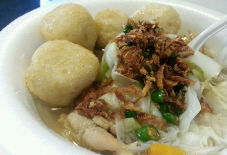 Chinese style of noodle soup served with fish balls and anchoviesの素材