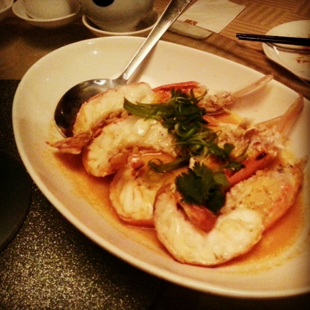 Prawns served with butter and coconut milkの素材