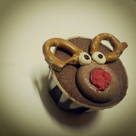 Cute rain deer chocolate cupcake for a fun filled Christmasの素材