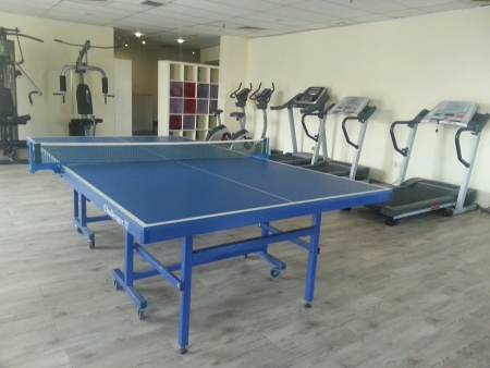 Ping  pong table in a gymの素材