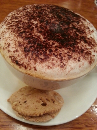 Hot cappuccino with almond cookiesの素材