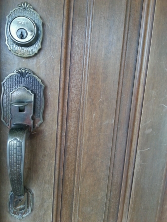 Close up of wooden main doorの素材