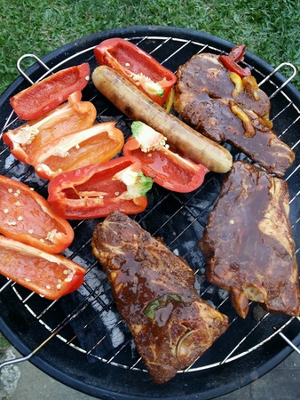 The grilled lamb with peppersの素材