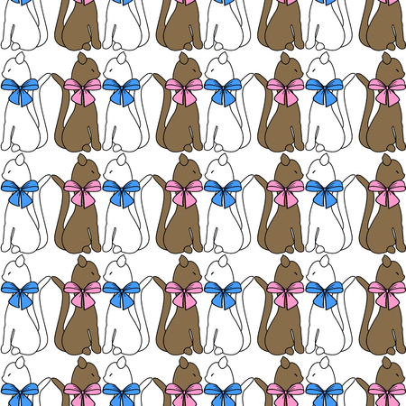 White and brown cats seamless pattern.のイラスト素材