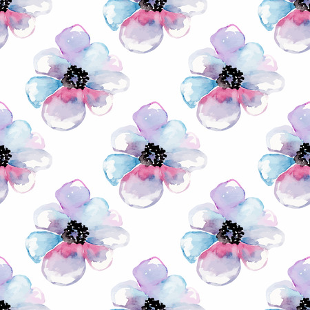 Watercolor floral seamless pattern with flowers. Vector illustrationのイラスト素材