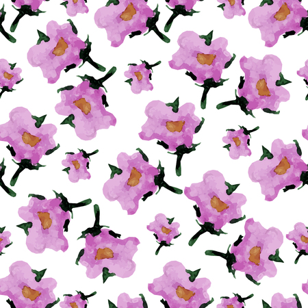 Seamless pattern with watercolor flowers. Vector. Hand drawnのイラスト素材