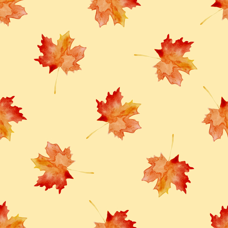 Seamless pattern with watercolor autumn leavesのイラスト素材