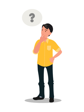 Man is thinking. Question mark. Vector illustration in cartoon style.のイラスト素材