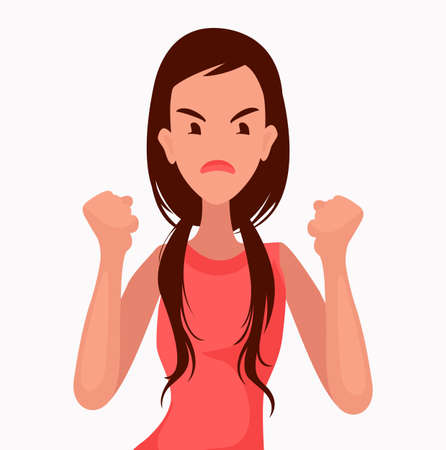 The woman is angry. Discontent. Vector illustration in cartoon styleのイラスト素材