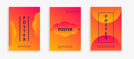Abstract fluid 3d shapes vector trendy liquid colors backgrounds set. Colored fluid graphic illustration. Modern vector template for poster, brochure, leaflet, flyer, cover, catalog in A4 sizeのイラスト素材