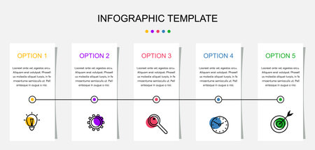 Business Infographic Process From Circles Design With Icons and 4 Options, Steps. Universal Vector Infographics Template For Presentation, Report, Strategy, Timelineのイラスト素材