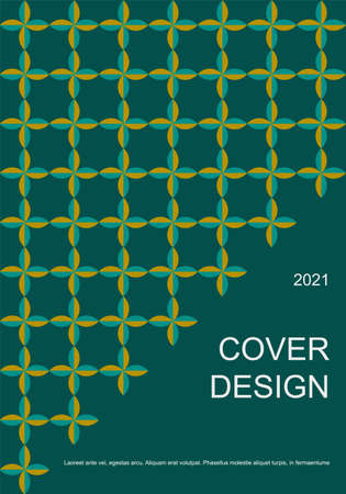 Vintage retro design vector cover. A4 vertical orientation front page mockup. Trendy colorful geometric composition for book cover poster flyer magazine report presentation brochure catalog.のイラスト素材