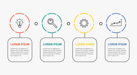 Universal Vector Infographic With 4 Options, Steps or Processes. Simple Flat Elements for Infographic. Concept For Presentation, Report, Workflow, Strategy. Business Data Visualization.のイラスト素材