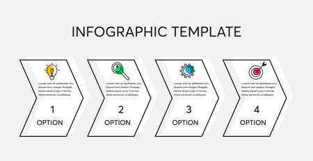 Vector infographic from 4 arrows with icons and text. Simple infographics design template. Business data visualization.のイラスト素材