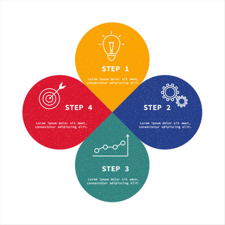 4 steps circle infographic. Flat infographics template. Concept with 4 steps options or processes. Business data visualization. Vector illustrationのイラスト素材