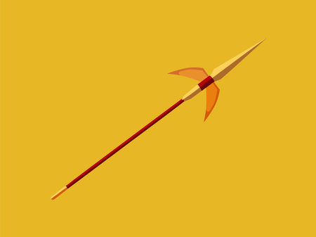Wooden arrow with feather. Flat vector illustrationの素材