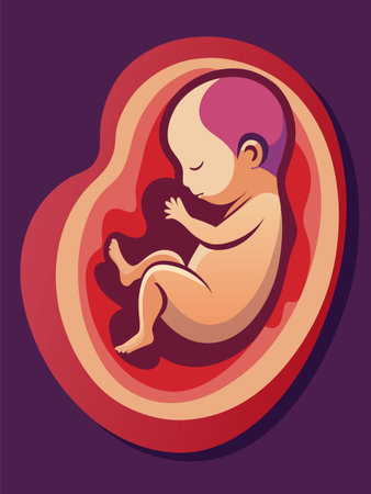 Baby fetus in womb. Cartoon vector illustrationの素材