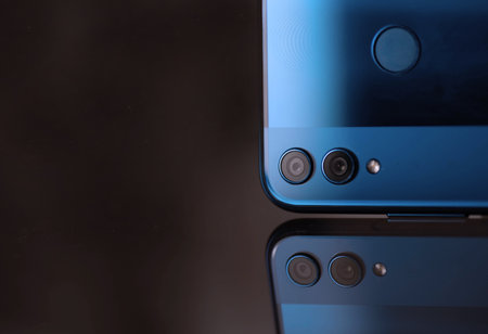 camera on a modern blue phone