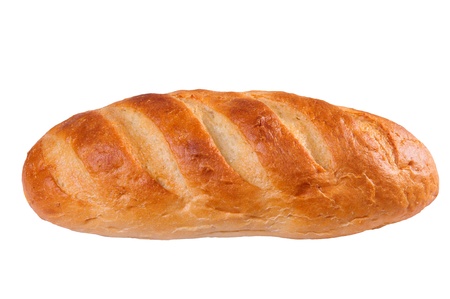 Bread loaf isolated on whiteの写真素材