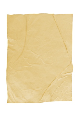 worn old brown paper with scratches. isolated on a white backgroundの写真素材