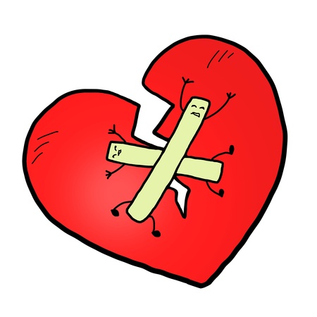 valentine cracked heart cartoon isolated on whiteの写真素材