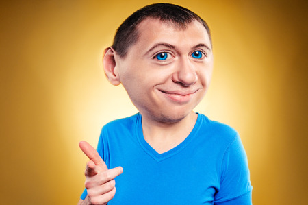 caricature portrait of a positive young manの写真素材