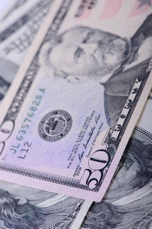 fifty dollars banknotes as a background close-up