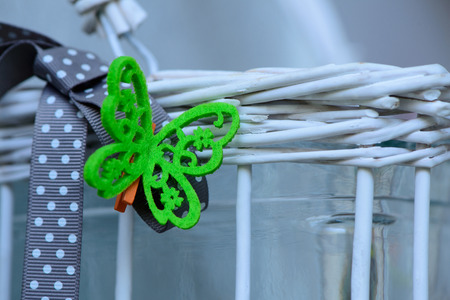 decorative green small butterfly for interior macroの写真素材