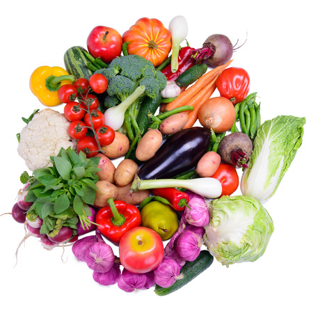 Many different ripe vegetables isolated. large depth of field of the frameの写真素材