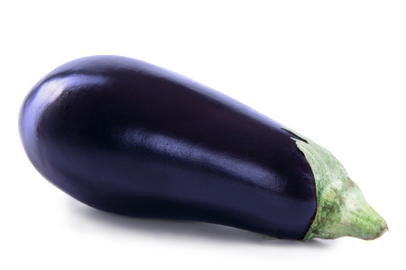 one ripe vegetable eggplant isolated on a white backgroundの写真素材
