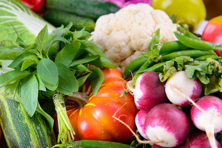 Many different ripe vegetarian vegetables close upの写真素材