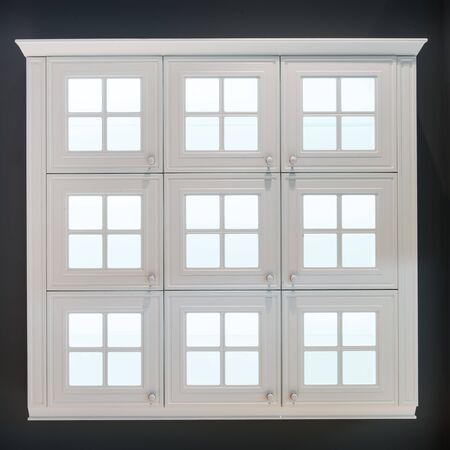 abstract background furniture showcase with empty windows frame indoors with transparent glass - new...