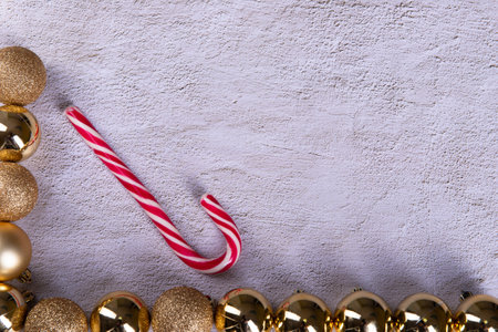Christmas background with decoration on concrete board via composition with copy space Flat Lay - concept for advertisingの写真素材