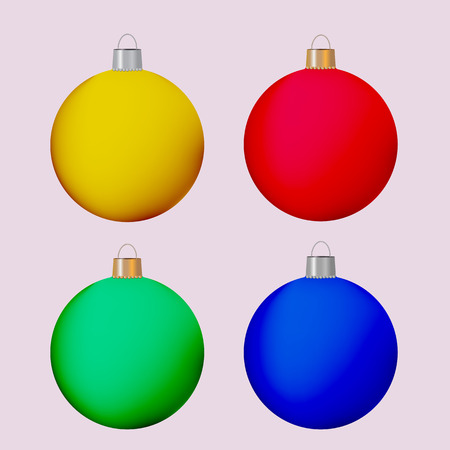 Christmas balls in differens colours. Vector illustration.のイラスト素材
