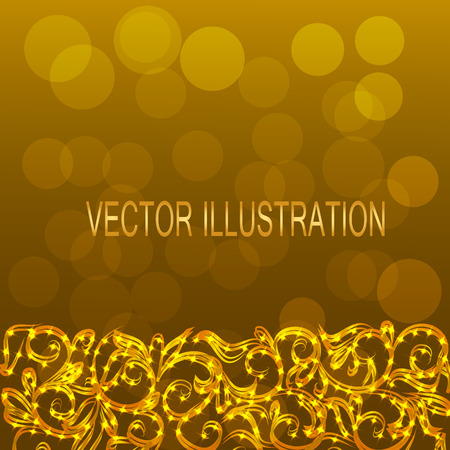Gold background with ornamental border. Vector illustration.のイラスト素材