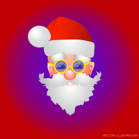 Merry Santa Claus. Smiling cartoon old man for Christmas holidays. Illustration with Santa Claus on red background. Vector illustration.のイラスト素材