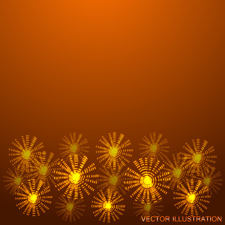 Gold with stylized luminous flowers illustration.のイラスト素材
