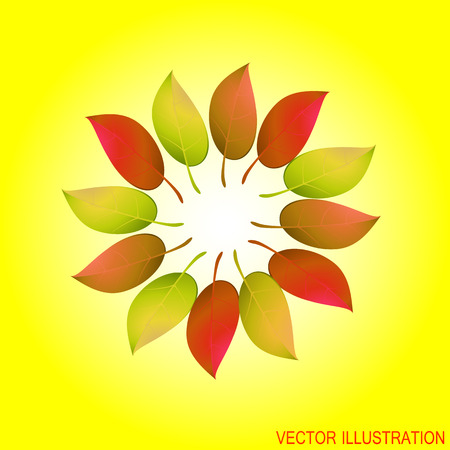 Autumn Concept with yellow leaves; templates for placards, banners, presentations, reports, logo.のイラスト素材