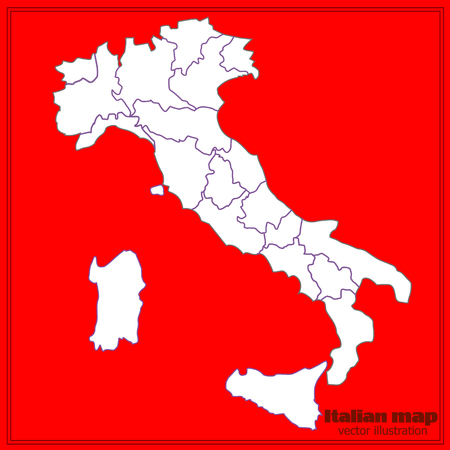 Map of Italy with red background. Vector illustration.のイラスト素材