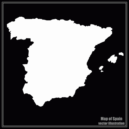 Map of Spain. Black illustration with map. Spain map in black colors. Vector illustration.のイラスト素材