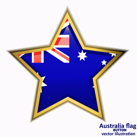 Bright button with flag of Australia. Happy Australia day background. Illustration with white background. Bright illustration with flag. Vector illustration.のイラスト素材
