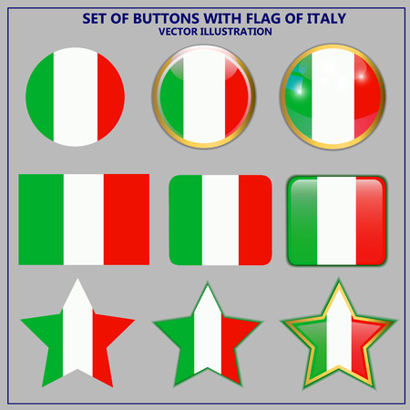 Bright set of banners with flag of Italy. Happy Italy day illustration. Colorful illustration with flag of Italy for web design and advertising.のイラスト素材