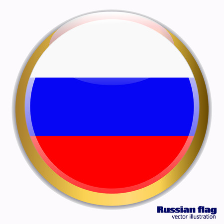 Happy Russia day background. Bright background with flag of Russia. Bright button with flag. Vector illustration.のイラスト素材