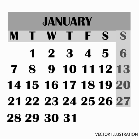 Calendar design month january 2019.のイラスト素材