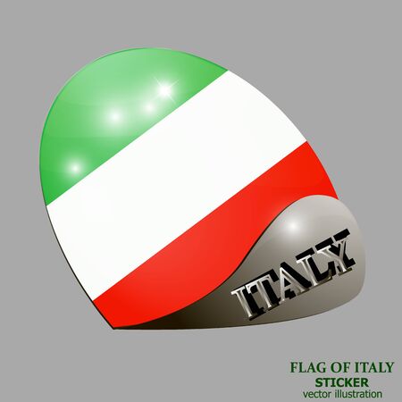 Bright sticker with flag of Italy. Happy Italy day button. Bright illustration with flag.のイラスト素材