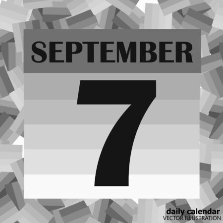 September 7 icon. For planning important day. Banner for holidays and special days. Illustration in black and white colors.のイラスト素材