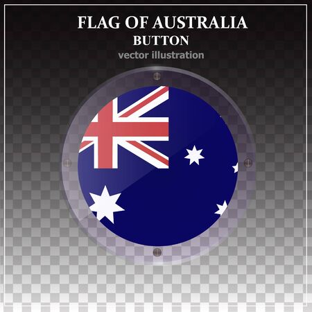 Bright transparent sticker with flag of Australia. Happy Australia day button. Illustration with transparent background.のイラスト素材